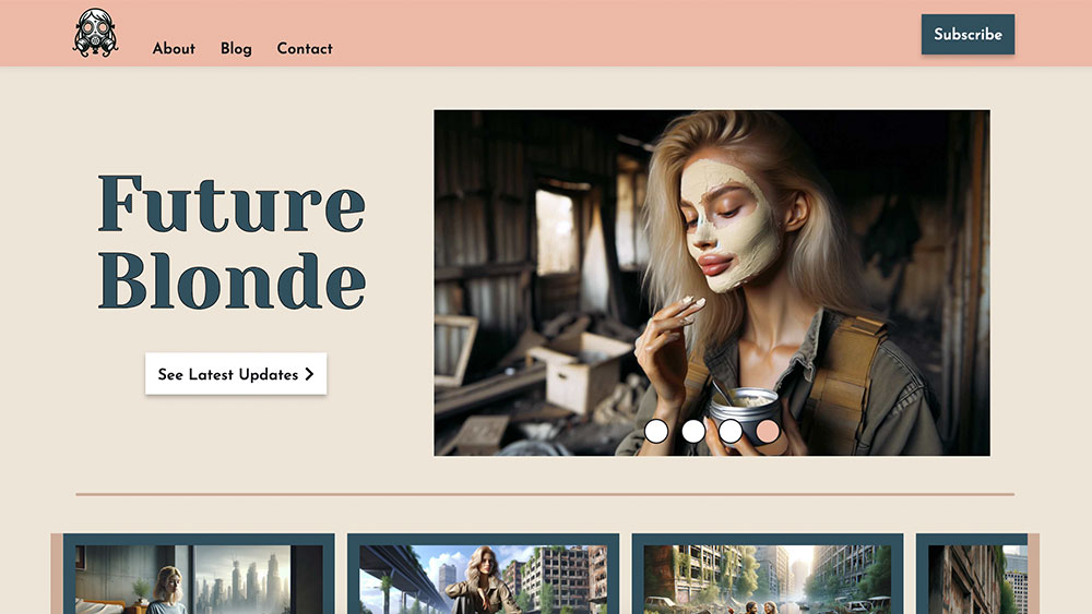 a screenshot of the Future Blonde blog homepage